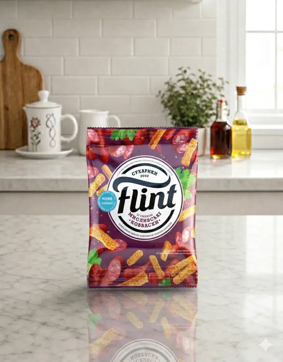 Сухарики Flint зі смаком мисливської ковбаси 70 г