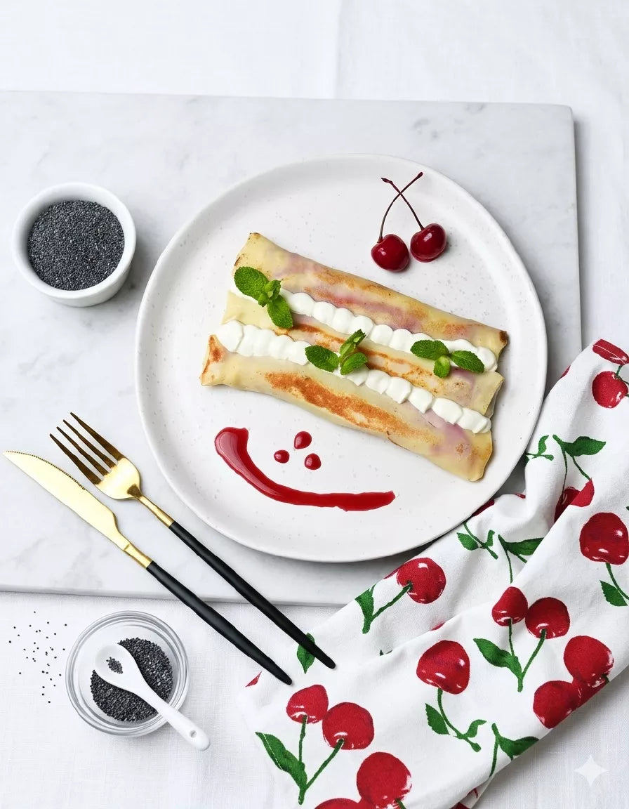 Crepes with Poppy Seeds and Cherry