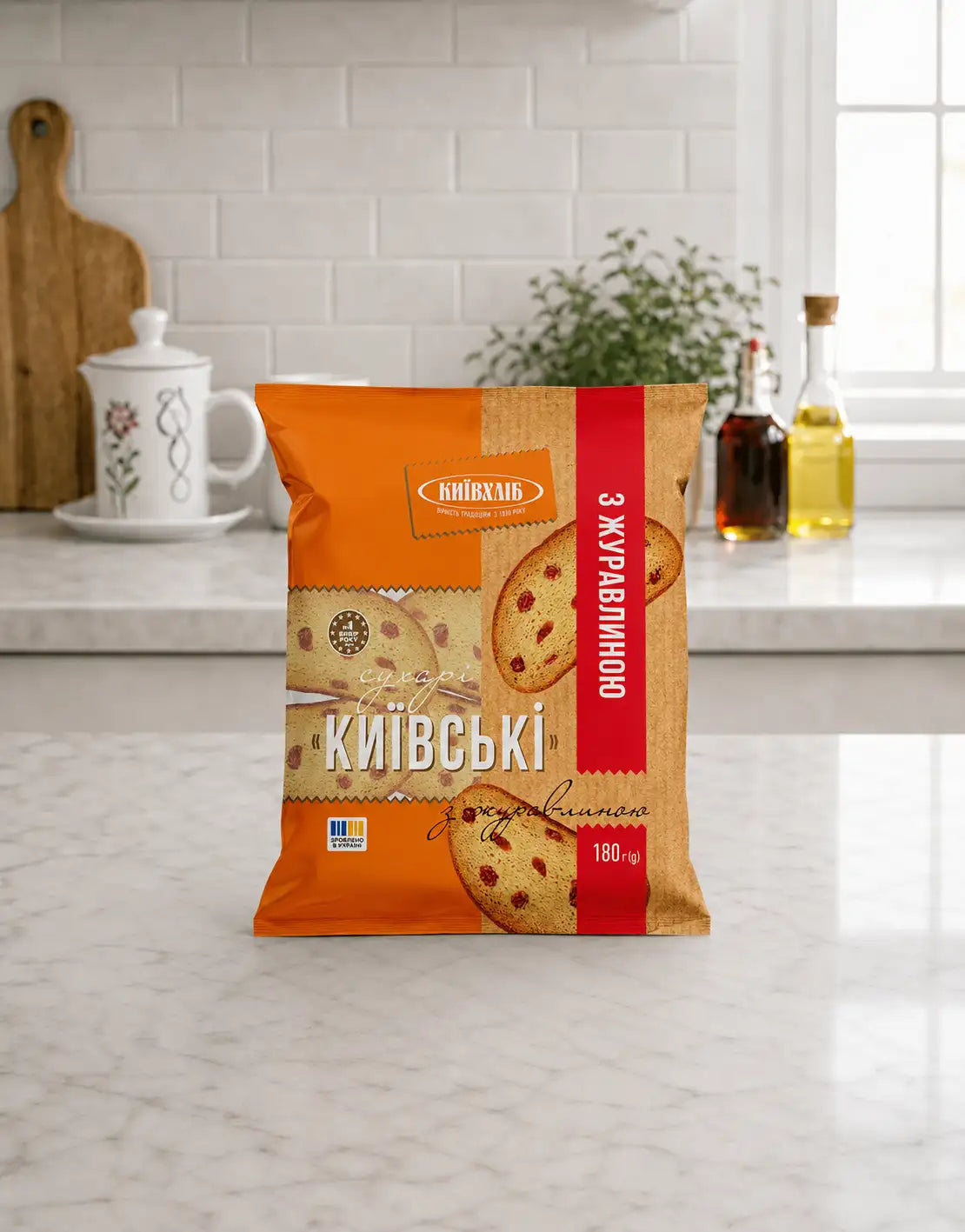 Сухарики з червоною журавлиною Київхліб 180 г